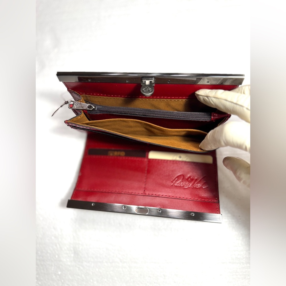 Leather Wallet Patricia Nash Red Embossed Clutch - Picture 9 of 11